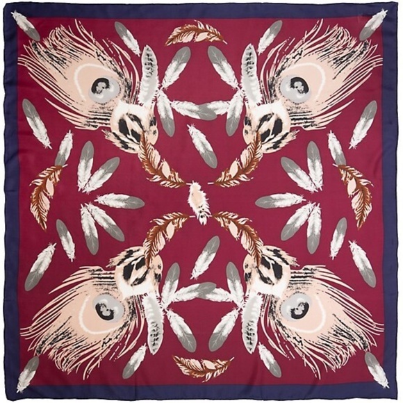 Bandana_Silk_Wild_Rag_in_Dark_  Wyoming Traders Wild Rag Burgandy Feathers Western Print 100% Silk Scarf - 34.5\